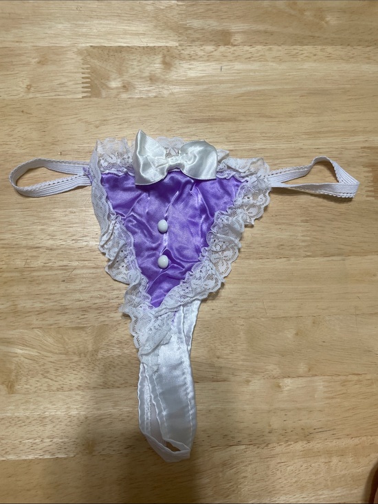 Frederick's of Hollywood Other - Frederick's of Hollywood Lavender Satin Thong with White Lace & Bow
